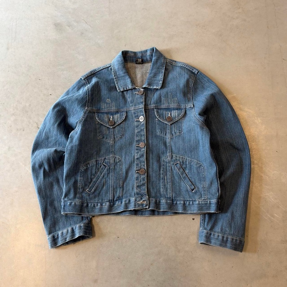 Vintage Y2K dark Wash women's denim trucker jacket